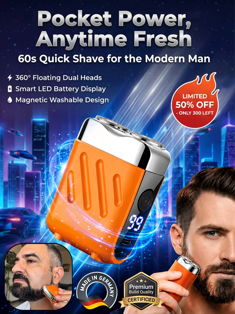 【German precision engineering, a best-selling shaver in Europe and America!】🏆The new generation dual-head pocket shaver，Instant shaving, haircutting, and hair removal in just 1 second! Suitable for the whole family!